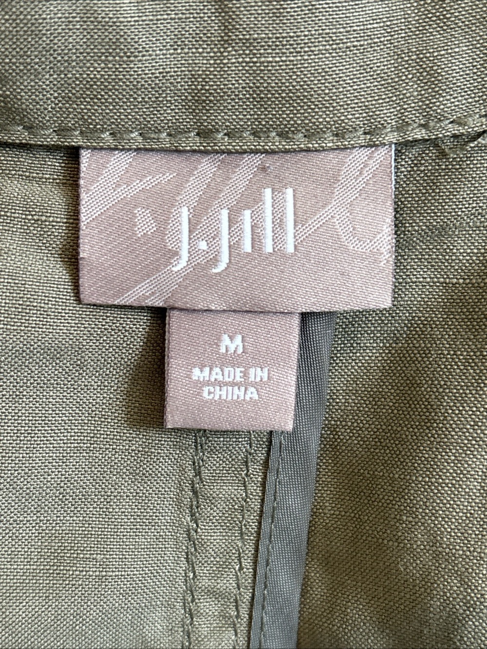 J. Jill Olive Green Utility Vest Silk Linen Blend Button Front Sleeveless Medium - Picture 7 of 11